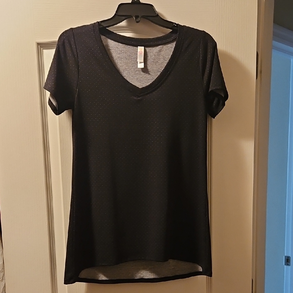 LuLaRoe Christy At Black V-Neck Women's Top